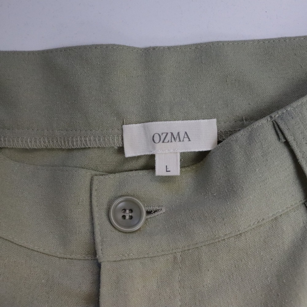 OZMA Silk Clyde Pants Sage Green Large Pleated High Waist - Picture 7 of 8